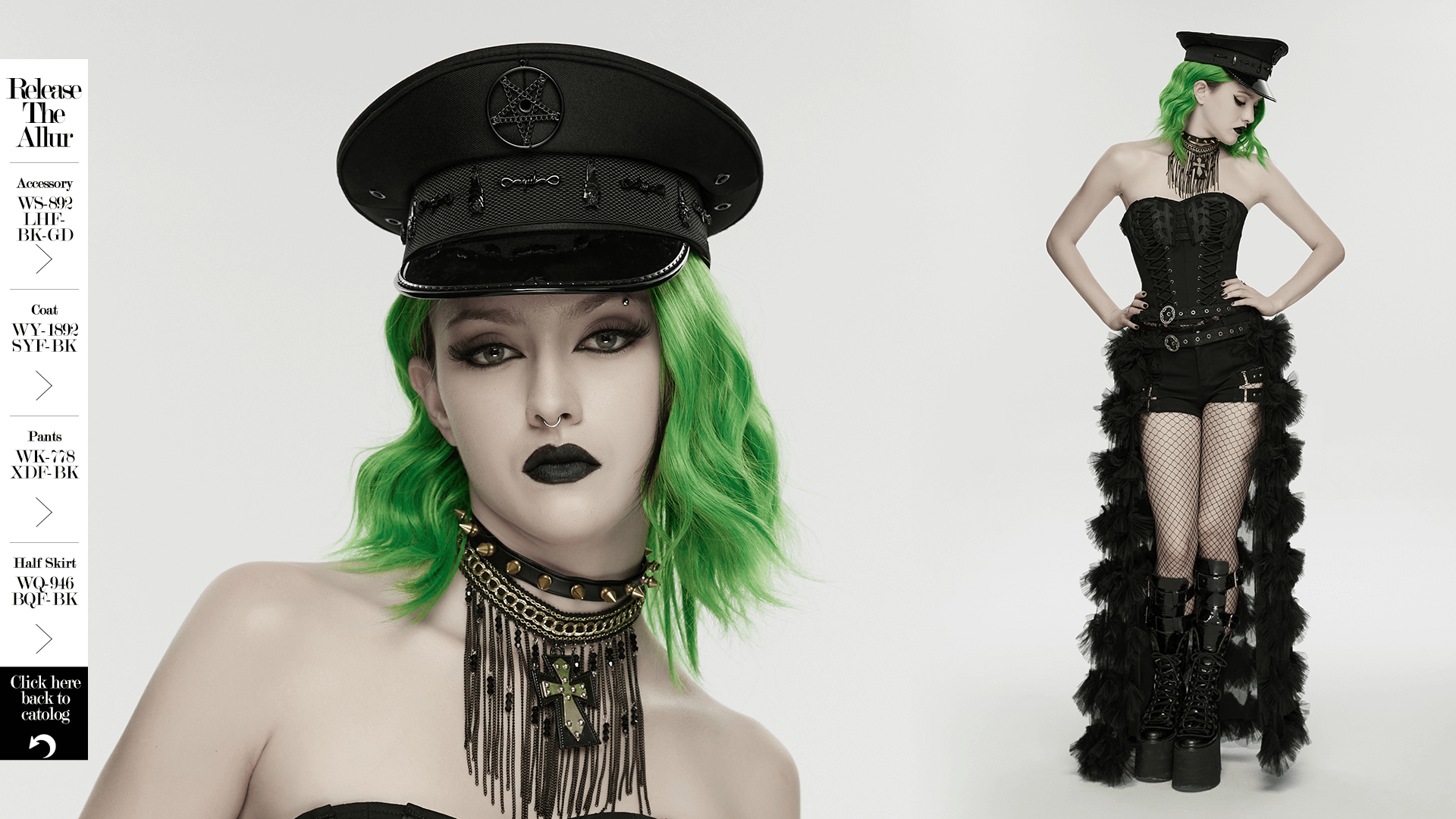 Punk Gothic Military Hat with Pentagram Emblem