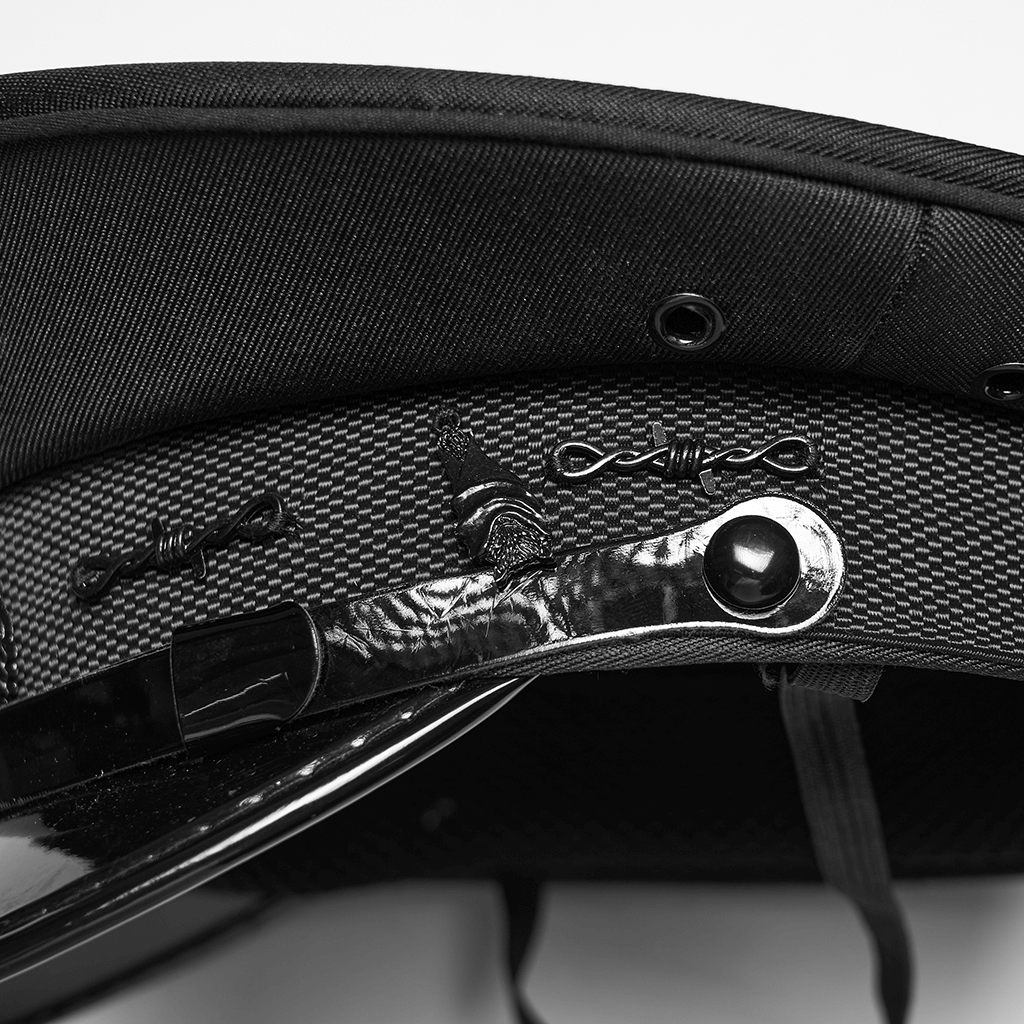 Punk Gothic Military Hat with Pentagram Emblem