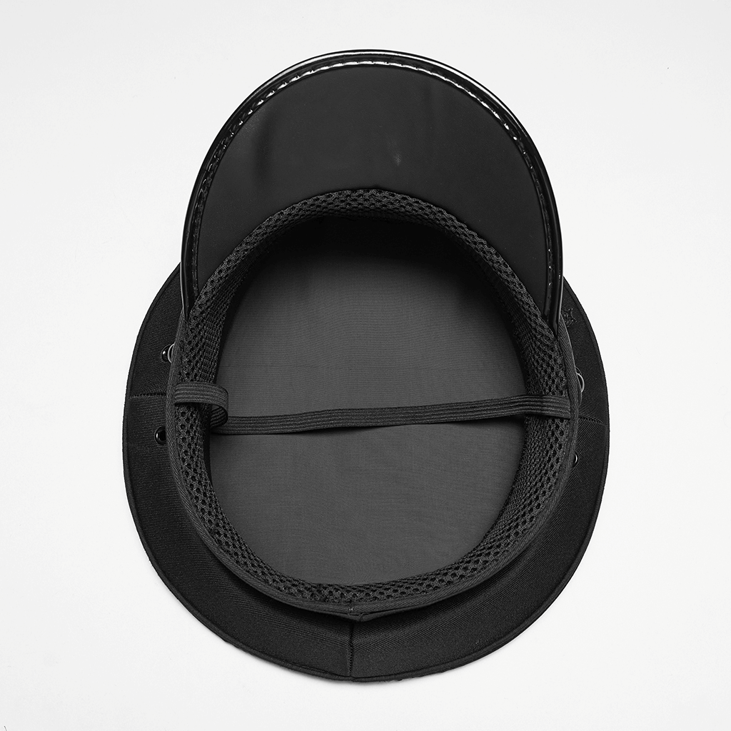 Punk Gothic Military Hat with Pentagram Emblem