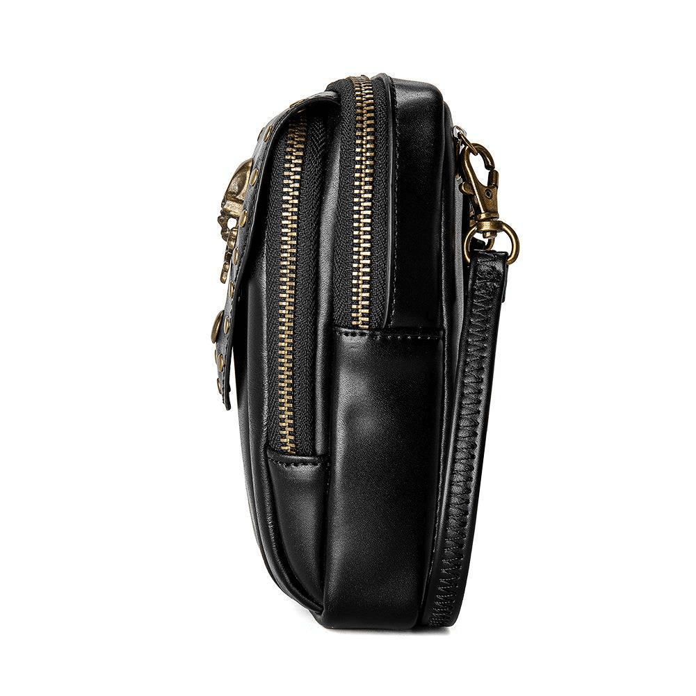 Punk Gothic Small Bag With Shoulder Strap / Fashion Motorcycle Bag With Skull and Rivets - HARD'N'HEAVY