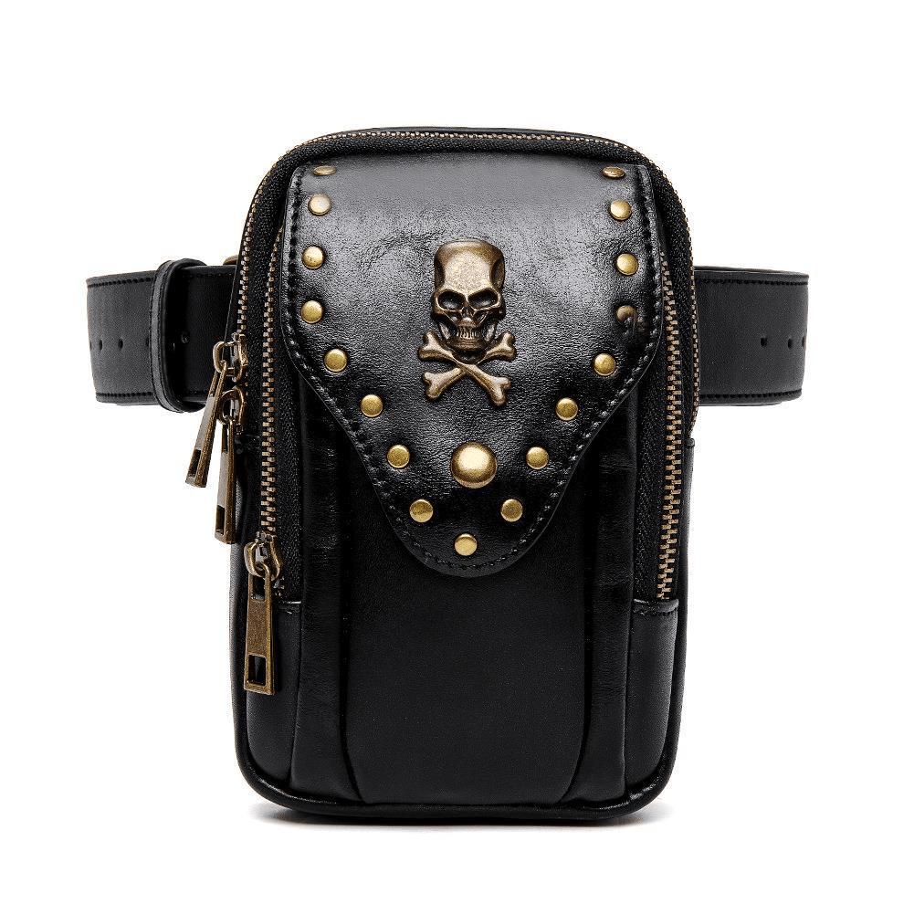 Punk Gothic Small Bag With Shoulder Strap / Fashion Motorcycle Bag With Skull and Rivets - HARD'N'HEAVY