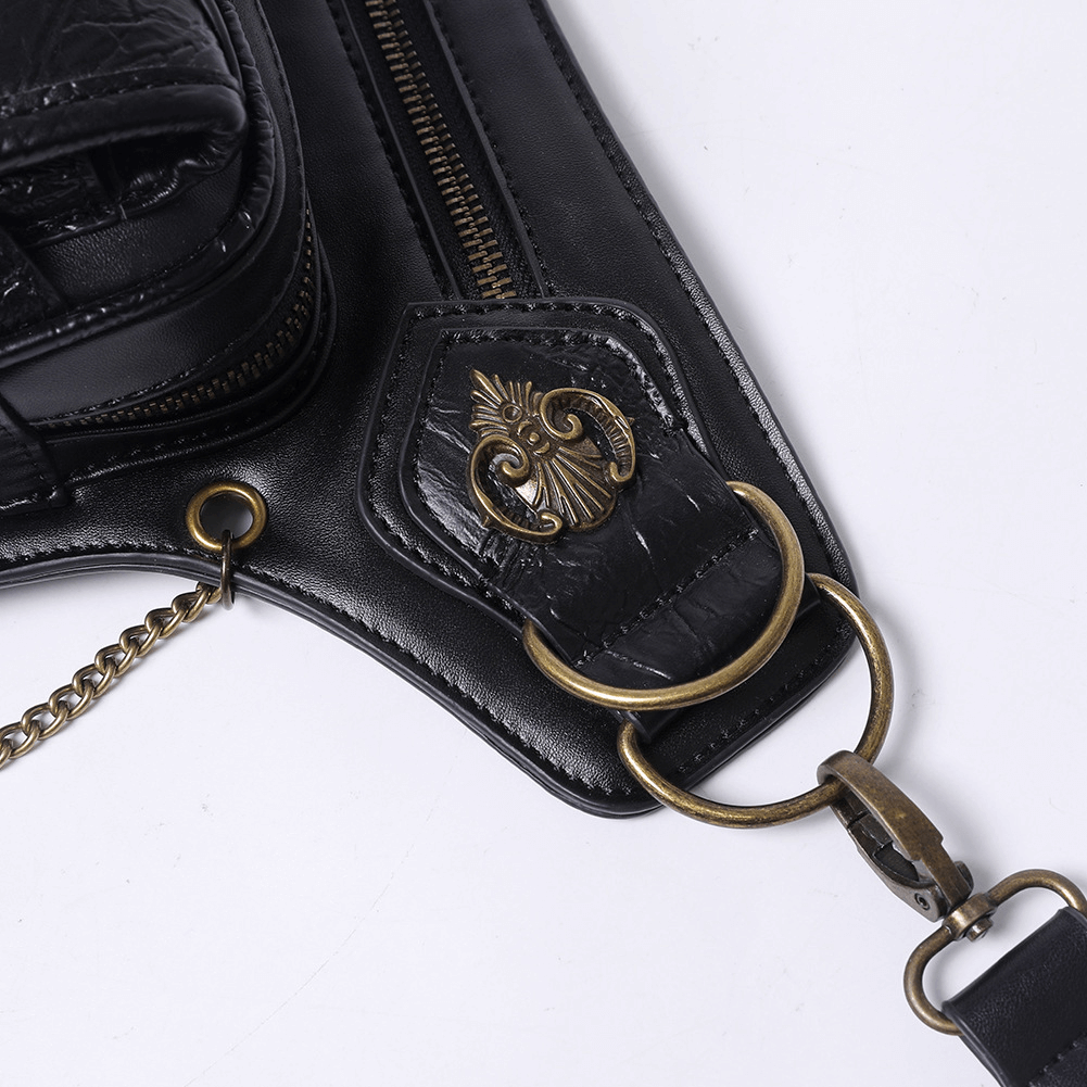 Punk Heavy Metal Biker Waist Bag / Gothic Retro Motorcycle Shoulder Bag - HARD'N'HEAVY