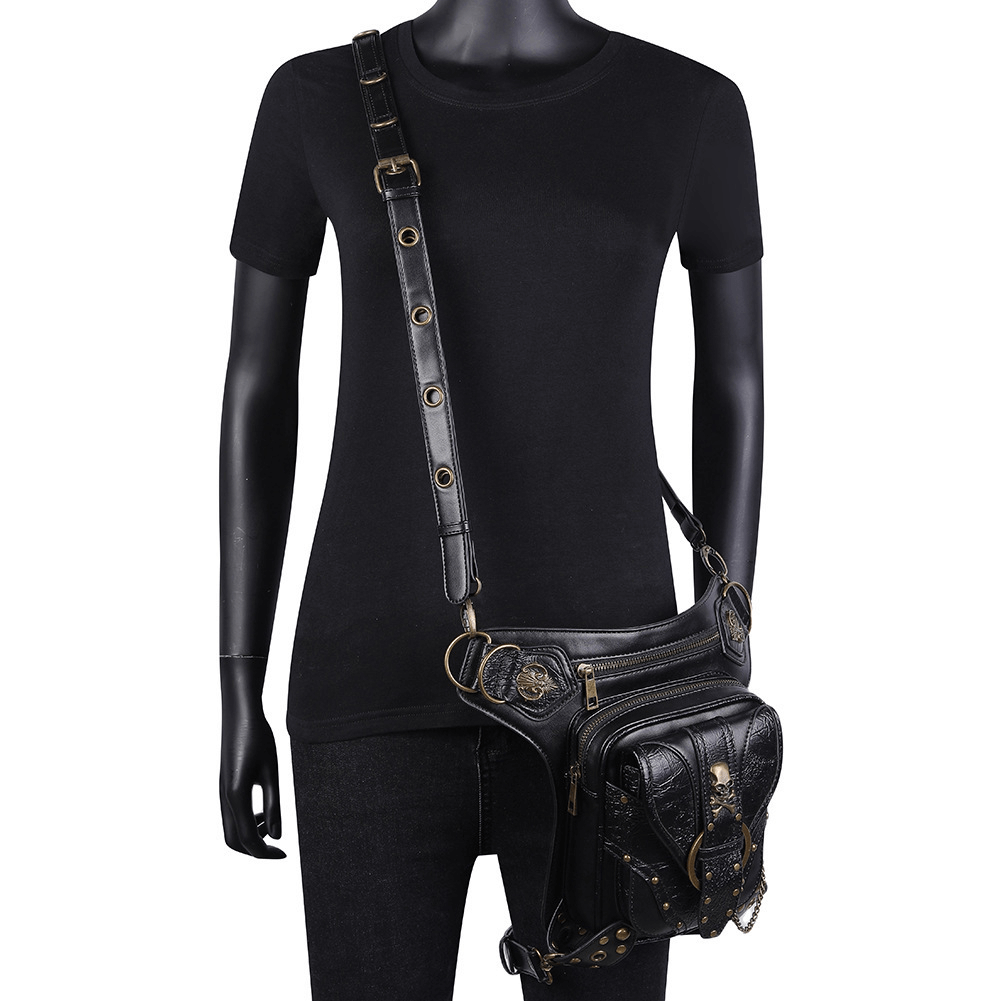 Punk Heavy Metal Biker Waist Bag / Gothic Retro Motorcycle Shoulder Bag - HARD'N'HEAVY