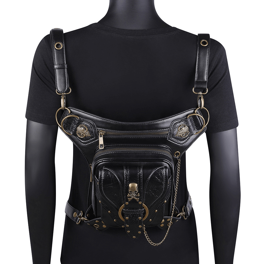 Punk Heavy Metal Biker Waist Bag / Gothic Retro Motorcycle Shoulder Bag - HARD'N'HEAVY