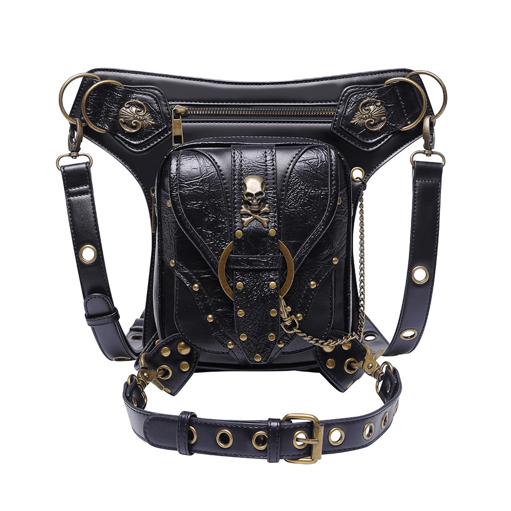 Punk Heavy Metal Biker Waist Bag / Gothic Retro Motorcycle Shoulder Bag - HARD'N'HEAVY