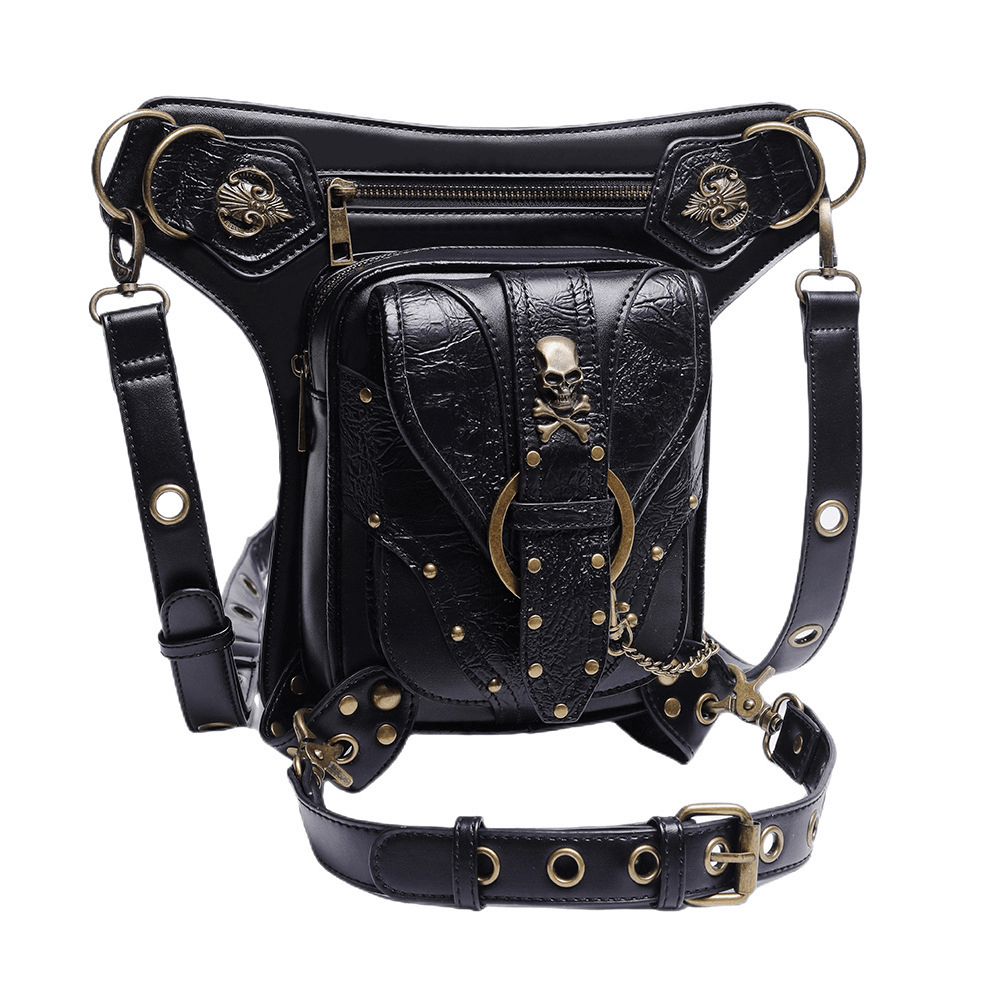 Punk Heavy Metal Biker Waist Bag / Gothic Retro Motorcycle Shoulder Bag - HARD'N'HEAVY