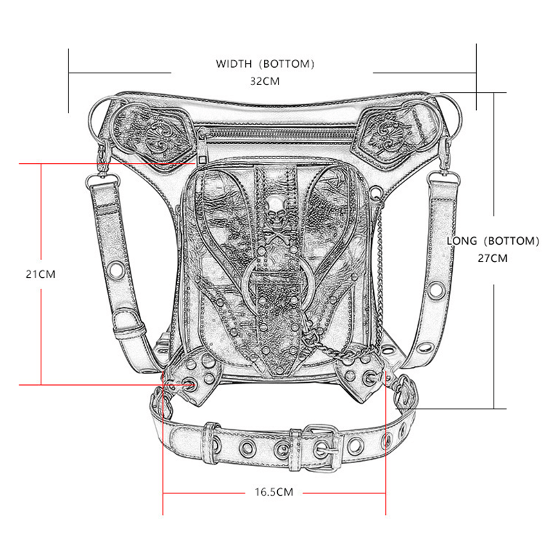 Punk Heavy Metal Biker Waist Bag / Gothic Retro Motorcycle Shoulder Bag - HARD'N'HEAVY