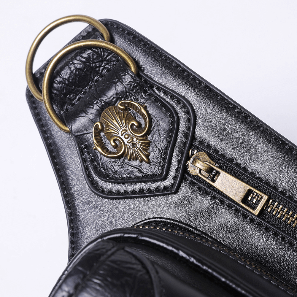 Punk Heavy Metal Biker Waist Bag / Gothic Retro Motorcycle Shoulder Bag - HARD'N'HEAVY