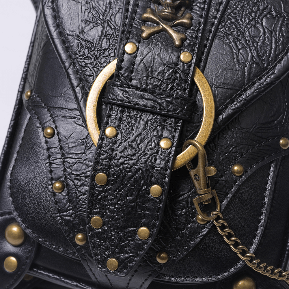 Punk Heavy Metal Biker Waist Bag / Gothic Retro Motorcycle Shoulder Bag - HARD'N'HEAVY