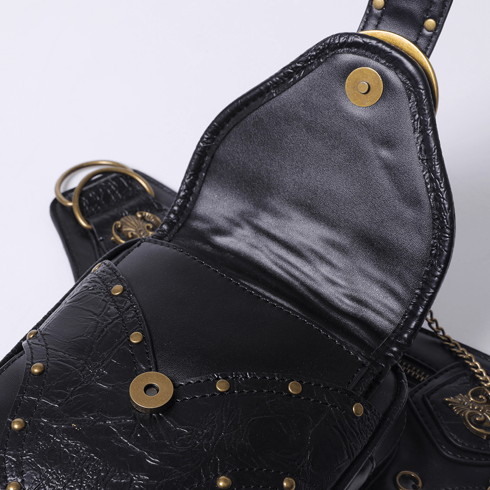 Punk Heavy Metal Biker Waist Bag / Gothic Retro Motorcycle Shoulder Bag - HARD'N'HEAVY