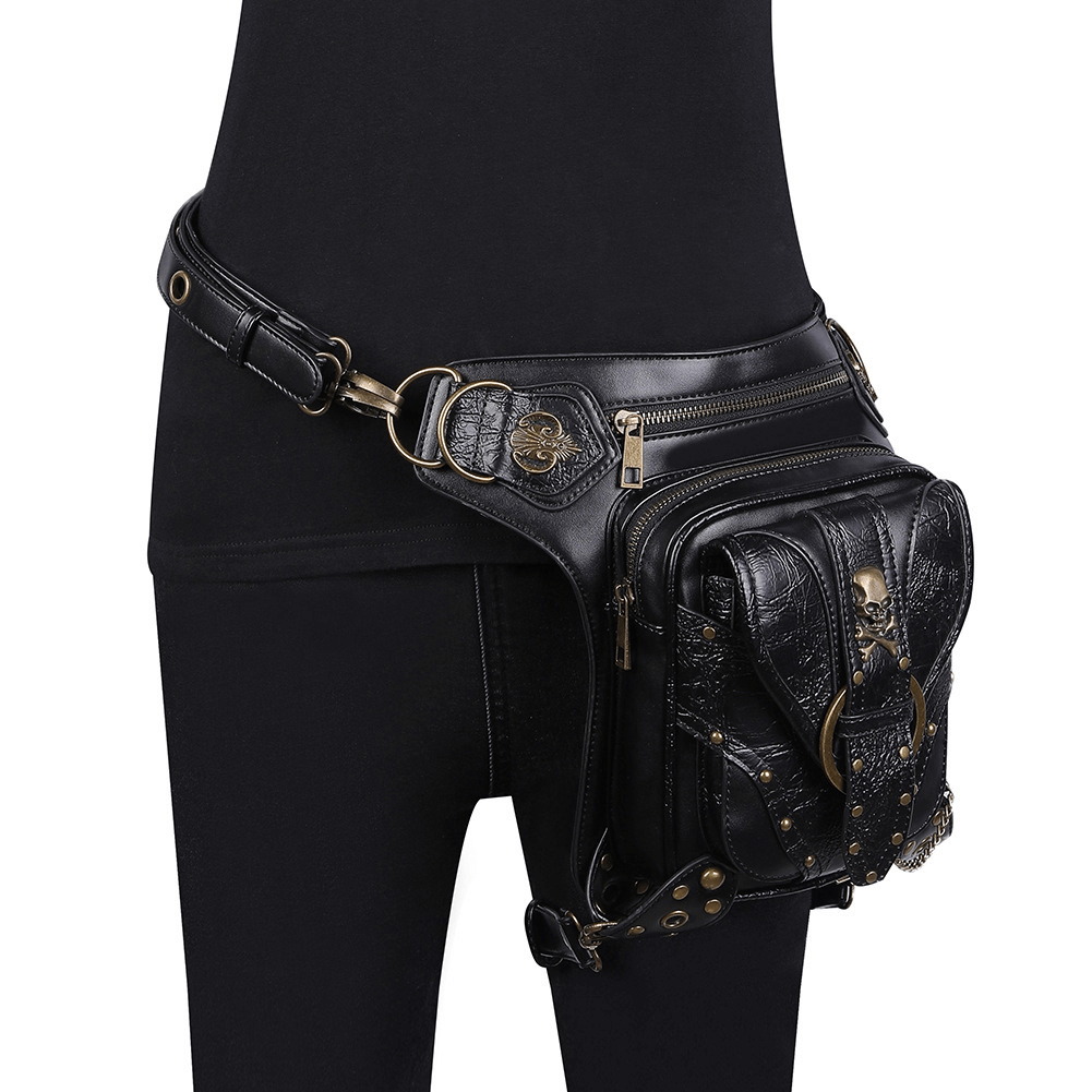Punk Heavy Metal Biker Waist Bag / Gothic Retro Motorcycle Shoulder Bag - HARD'N'HEAVY