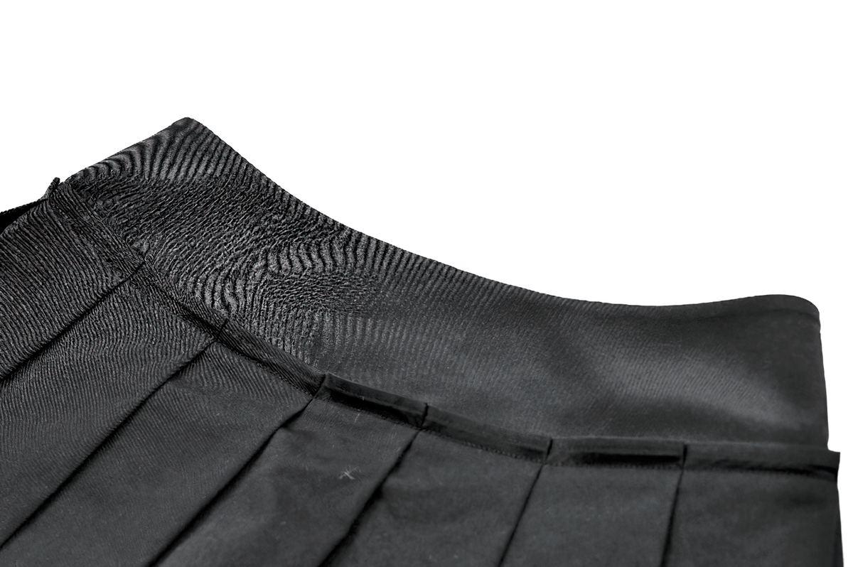 Punk High Waist Skort with Eyelets and Skull Zipper black pleated gothic mini shorts with structured high waist
