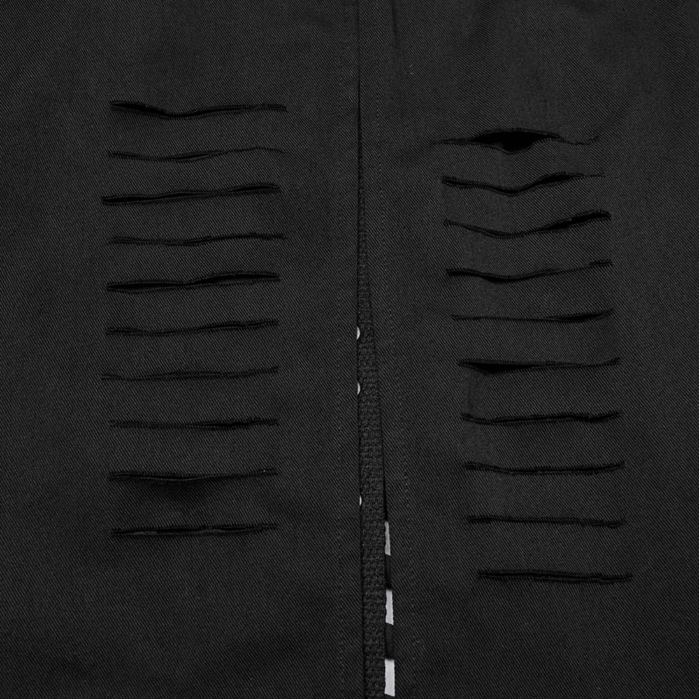 Close-up of the Punk Hooded Cut Washed Cape showcasing unique side loops for a stylish touch.