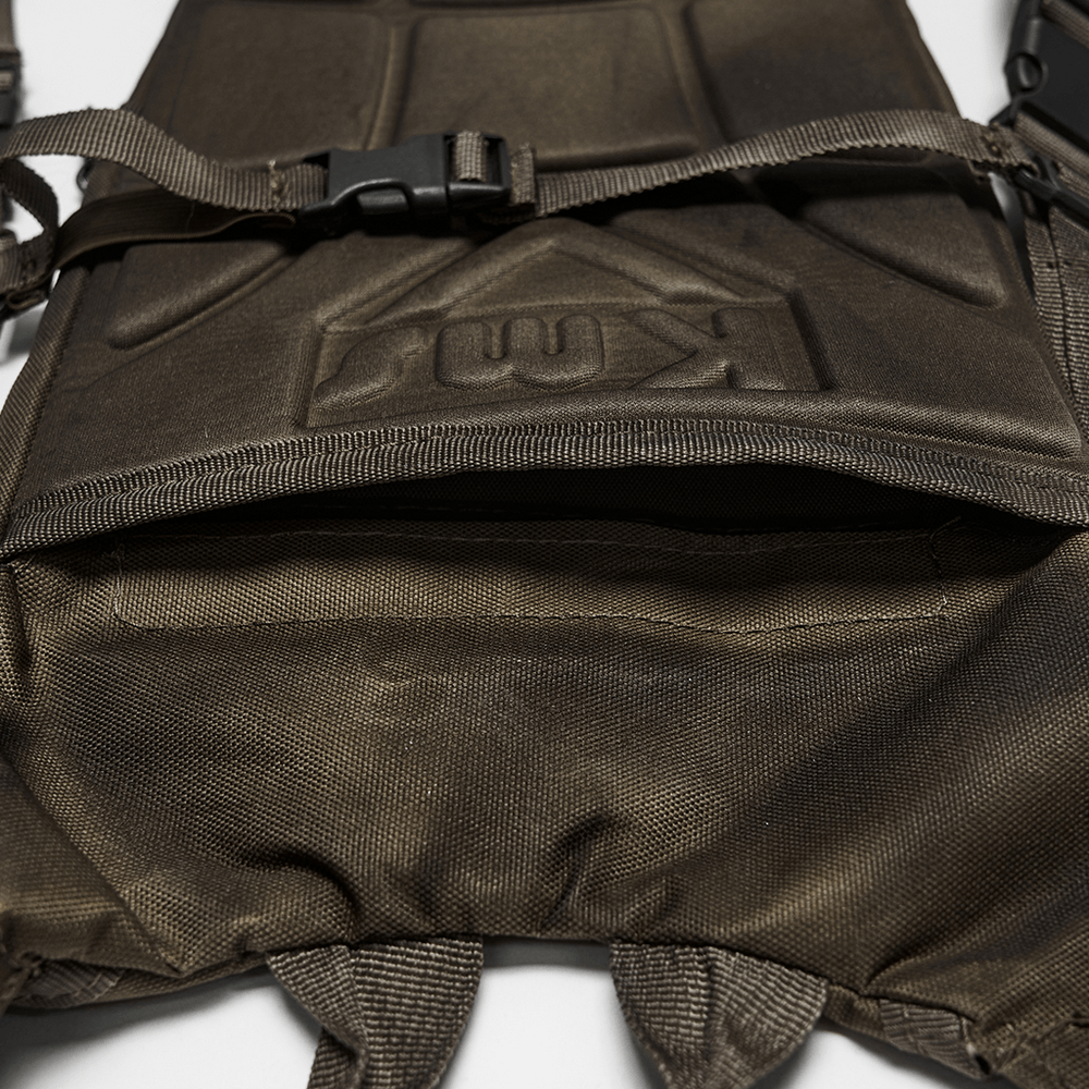 Punk Hydration Backpack with Chains and Studs interior view showcasing durable nylon Oxford fabric and adjustable straps.