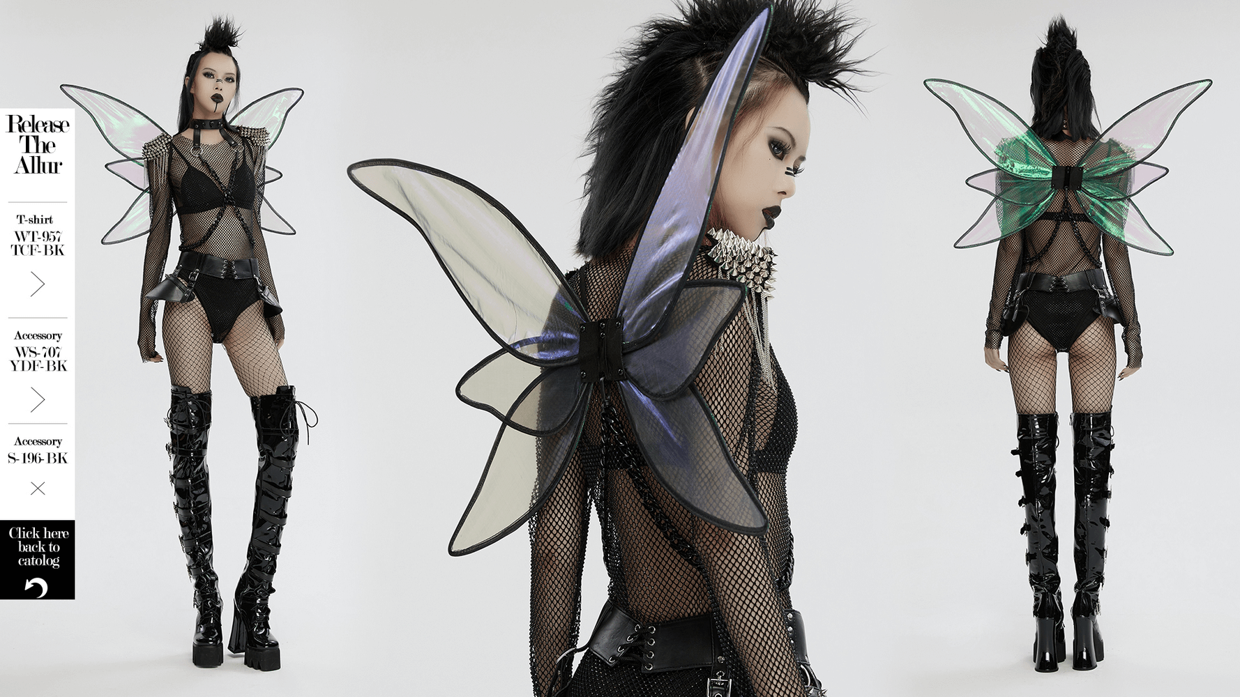 Punk Iridescent Butterfly Wings with Chain Harness