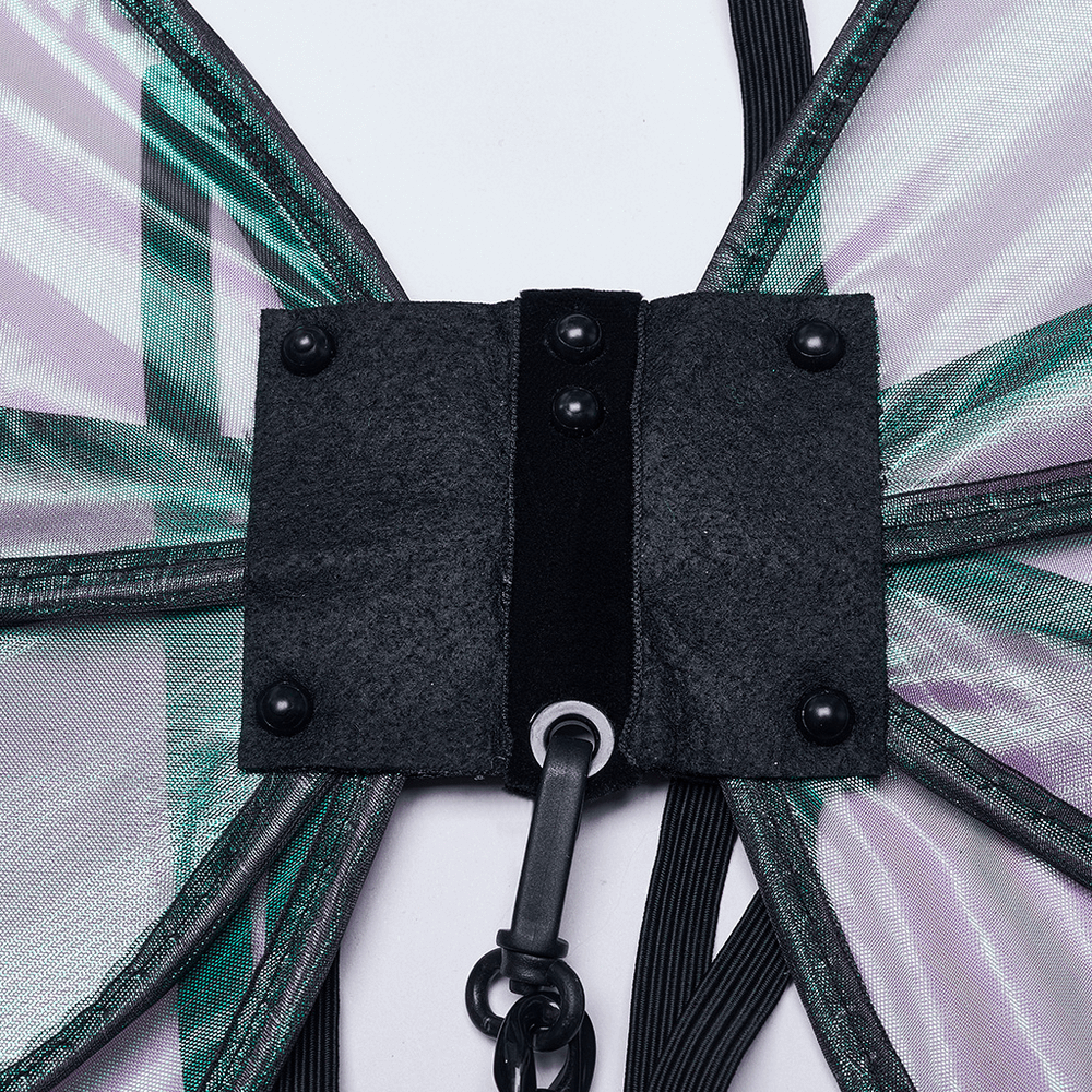 Punk Iridescent Butterfly Wings with Chain Harness