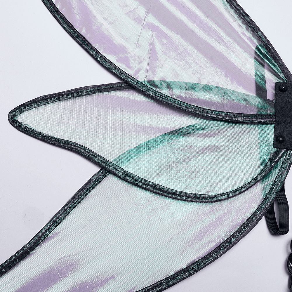 Punk Iridescent Butterfly Wings with Chain Harness