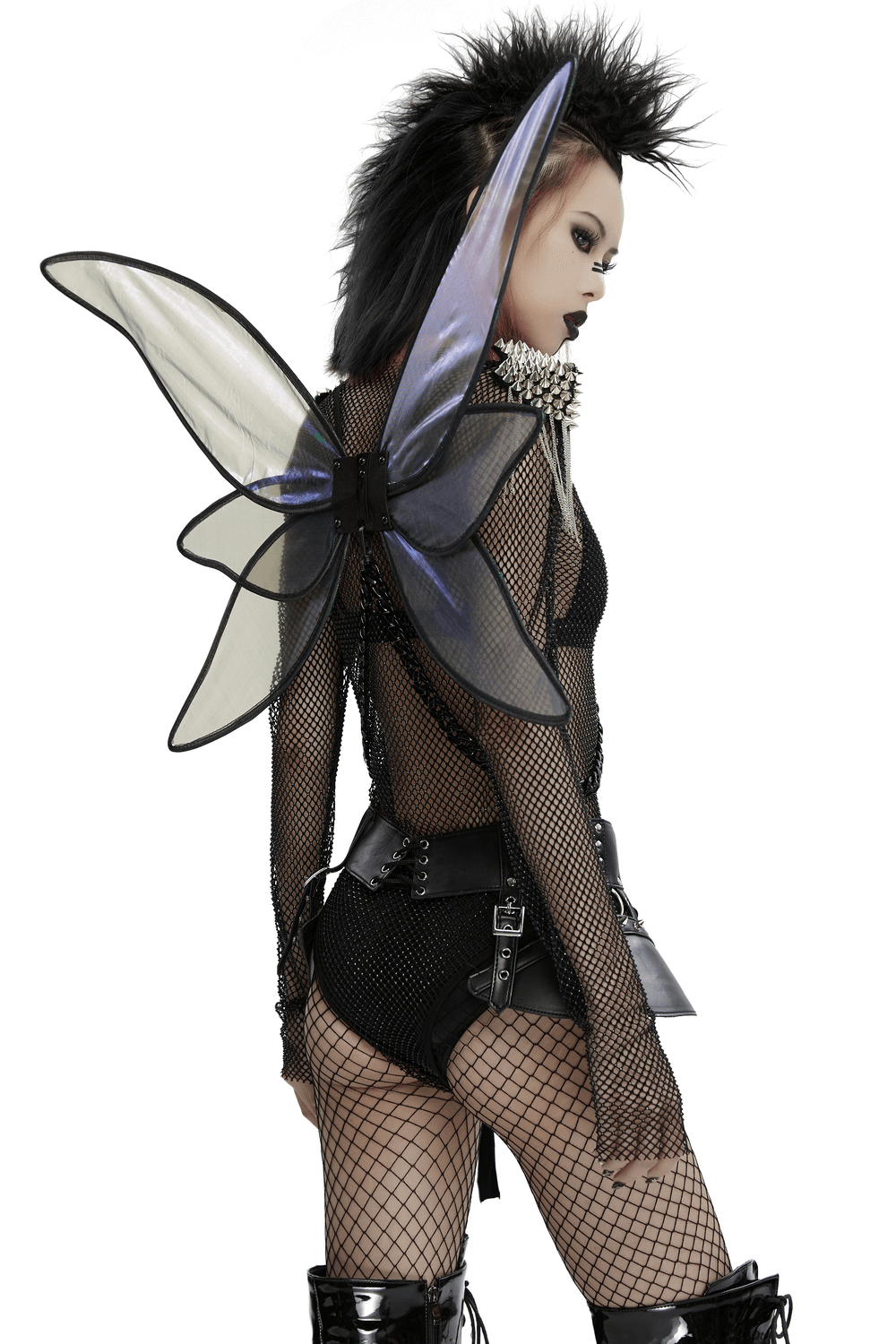 Punk Iridescent Butterfly Wings with Chain Harness