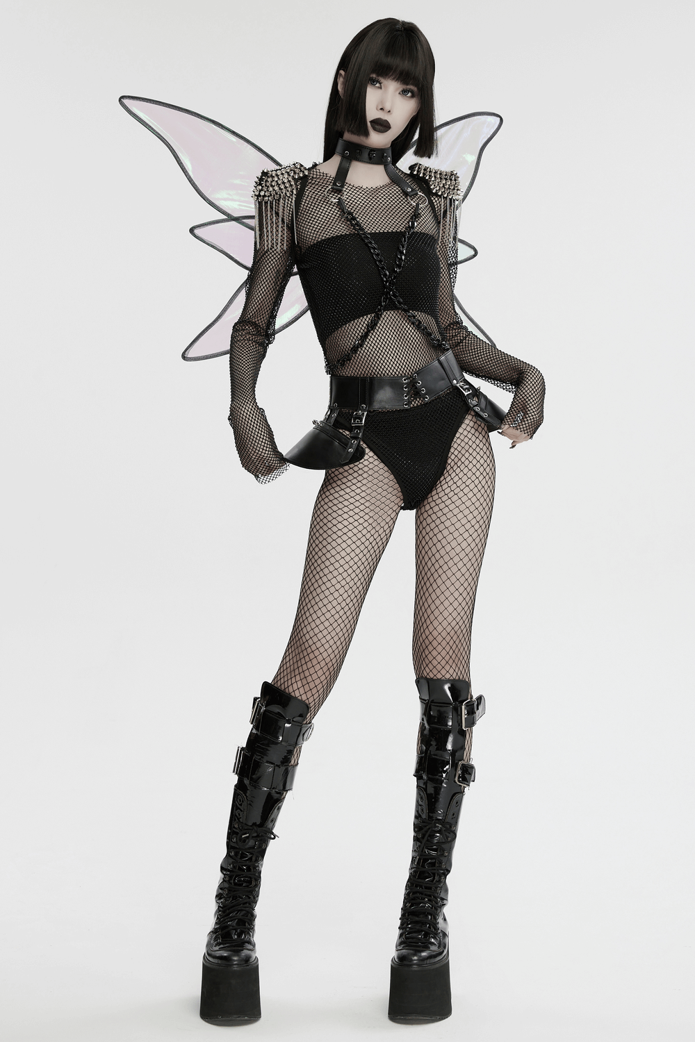 Punk Iridescent Butterfly Wings with Chain Harness