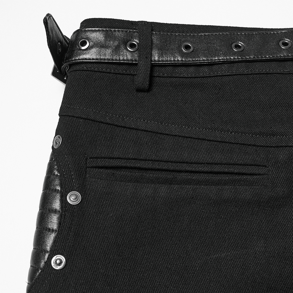 Punk Low-Waist Wide-Leg Pants with Belt and Pockets featuring a stylish belt and sleek pockets.