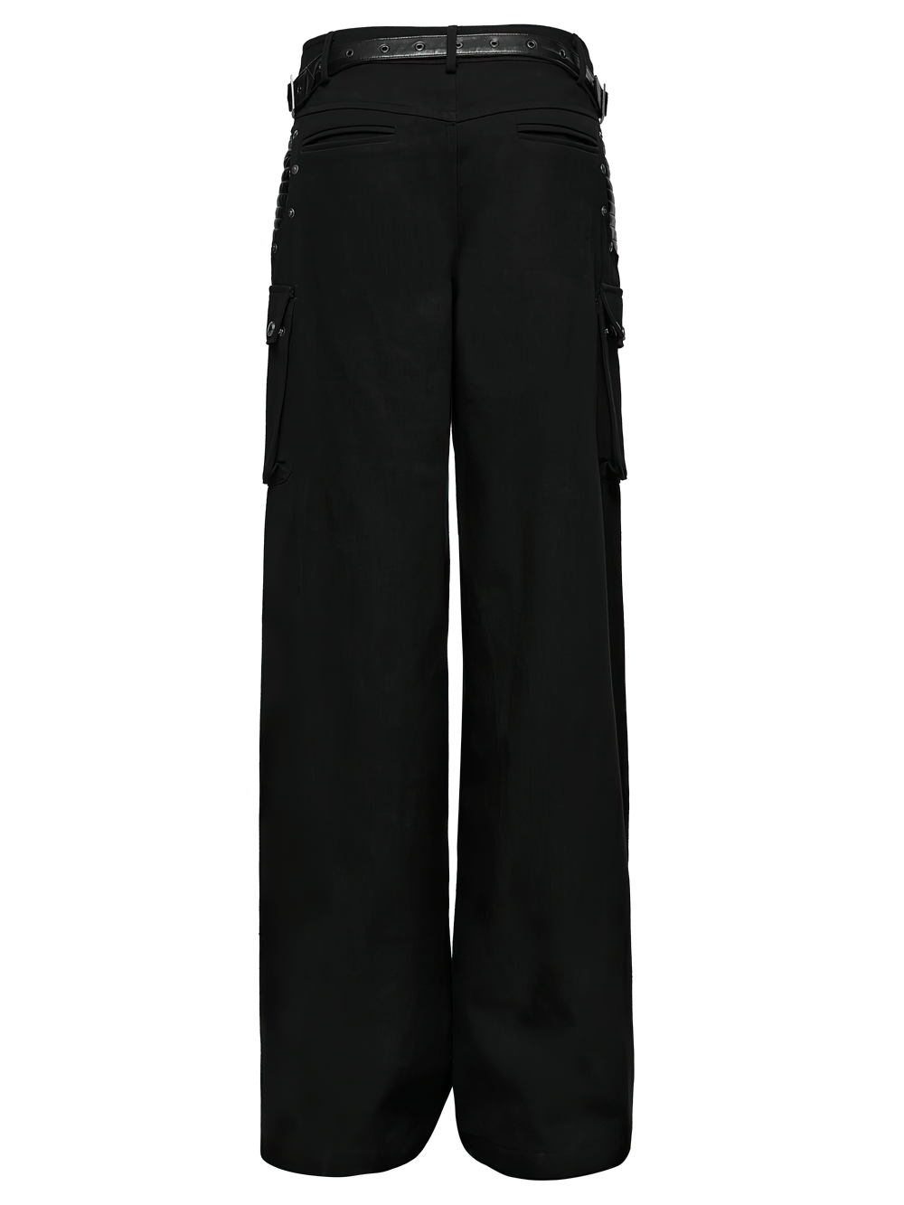 Punk Low-Waist Wide-Leg Pants with Belt and Pockets showcasing a loose silhouette and stylish pockets.