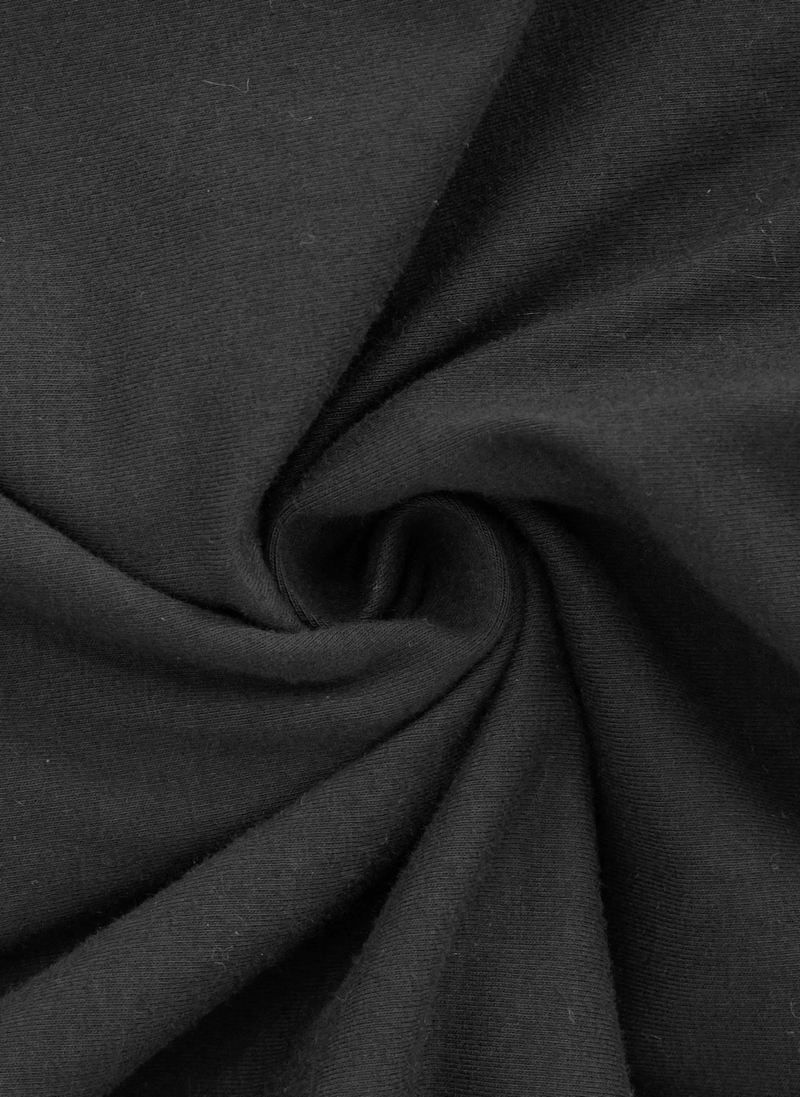 Close-up of soft black cotton fabric showcasing texture for punk men's tank top.