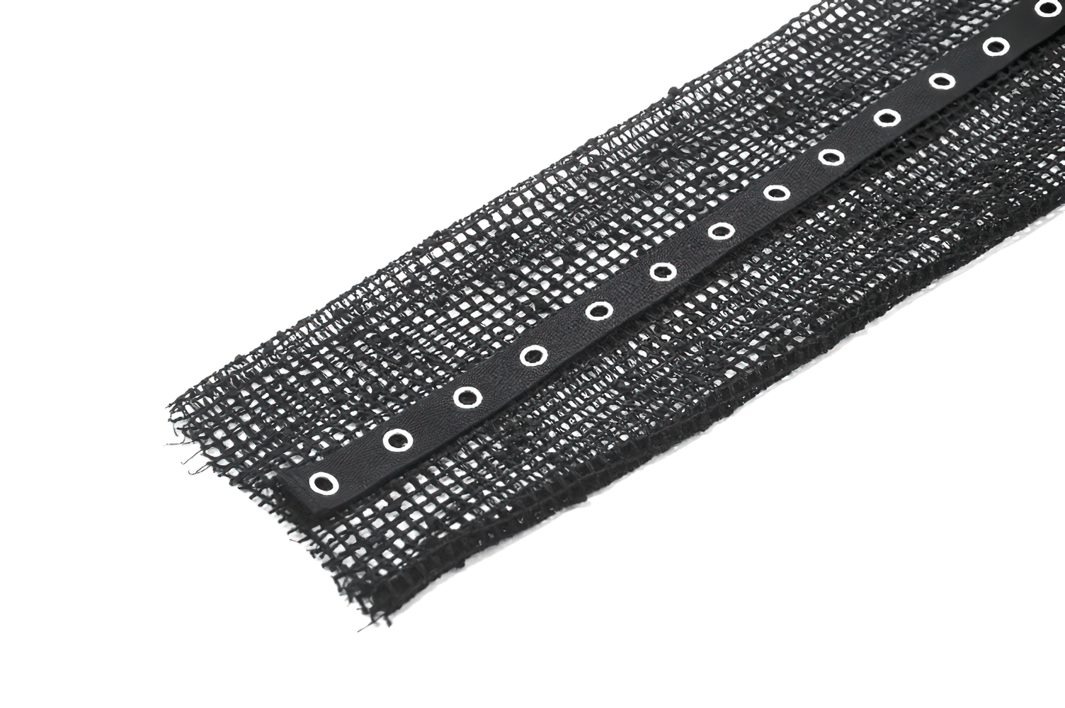 Haut à capuche en résille punk avec chauffe-bras et sangles à œillets