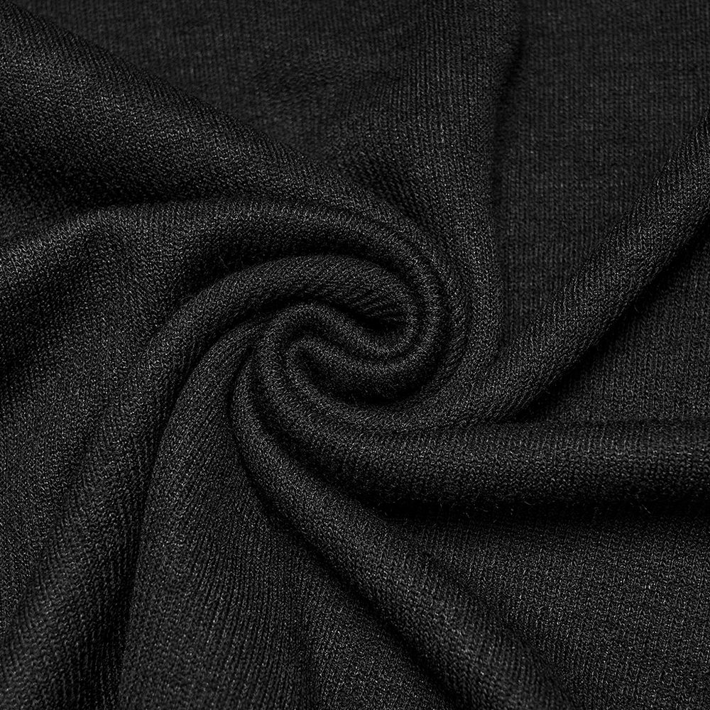 Punk Metal Trim Sweatshirt with High Neck and Studs fabric texture close-up showcasing the stretchy knit material.