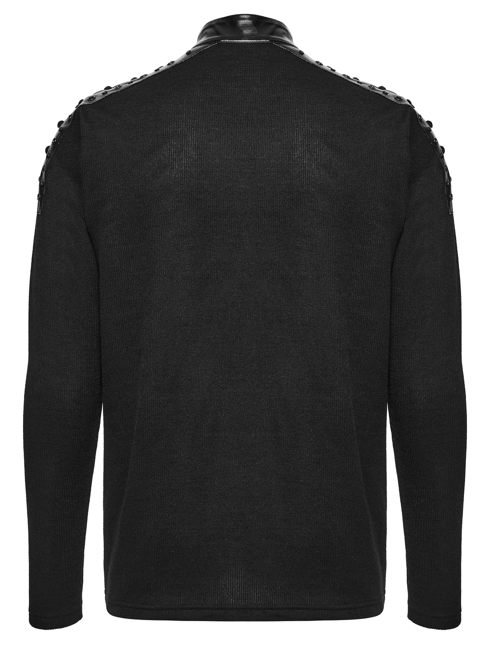 Punk Metal Trim Sweatshirt with High Neck and Studs back view showcasing studded shoulder details.