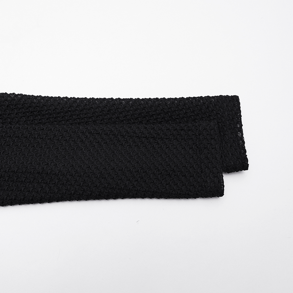 Punk Off-the-Shoulder Bodycon Dress with Metal Eyelets showing black textured detail.