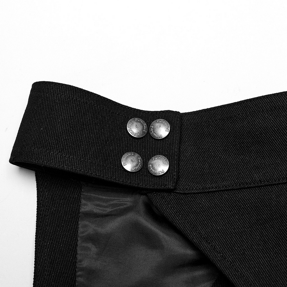 Close-up of the snap-button collar detail on the Punk One-Arm Harness, showcasing its edgy design and finish.