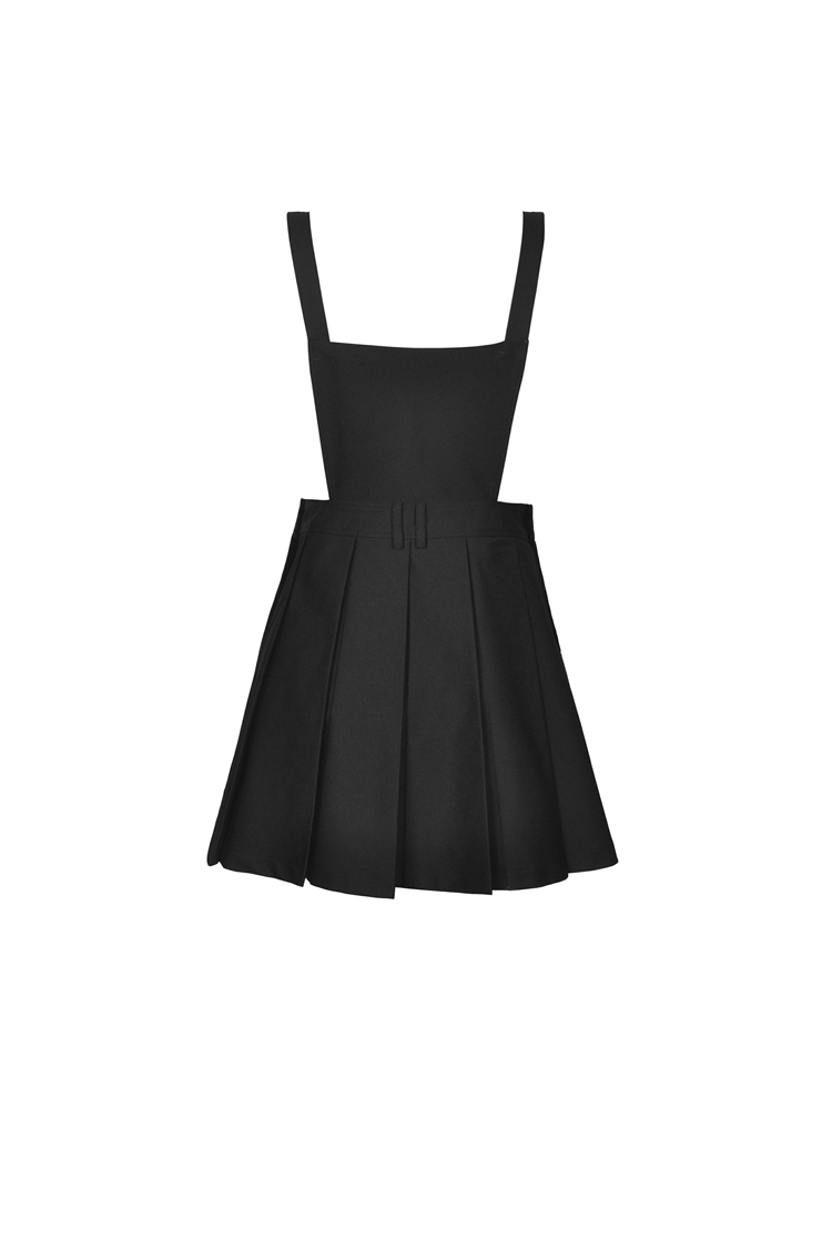Punk Pentagram suspender dress with stylish stitching and pleated skirt, perfect for a gothic-chic look.