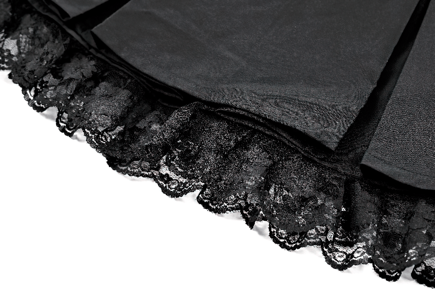 Punk Pleated Skirt with Lace Trim and Corset Details