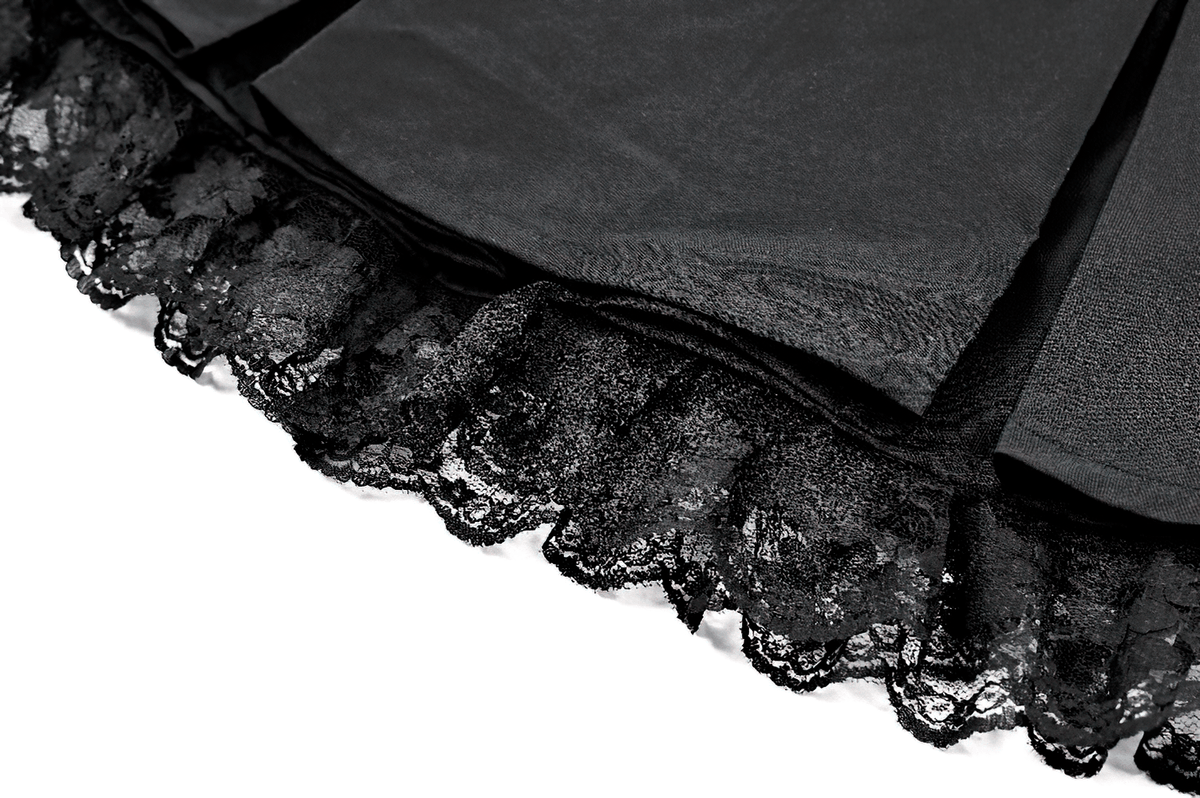 Punk-Faltenrock mit Spitzenbesatz und Korsettdetails