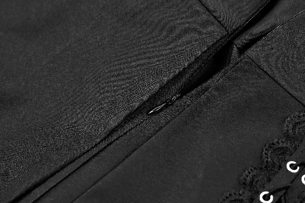 Punk-Faltenrock mit Spitzenbesatz und Korsettdetails
