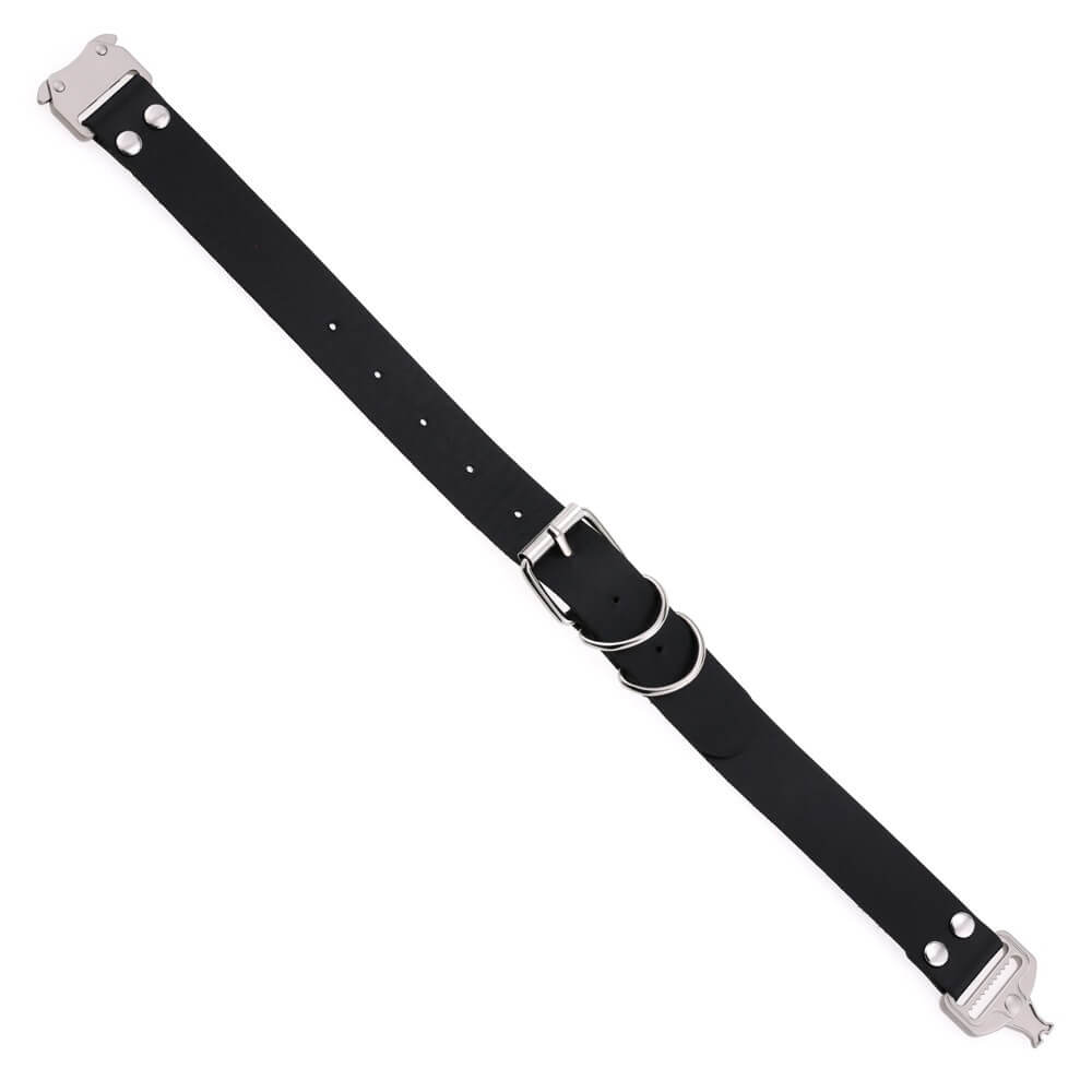 Punk PU leather choker with buckle, edgy necklace collar for women's cosplay style.