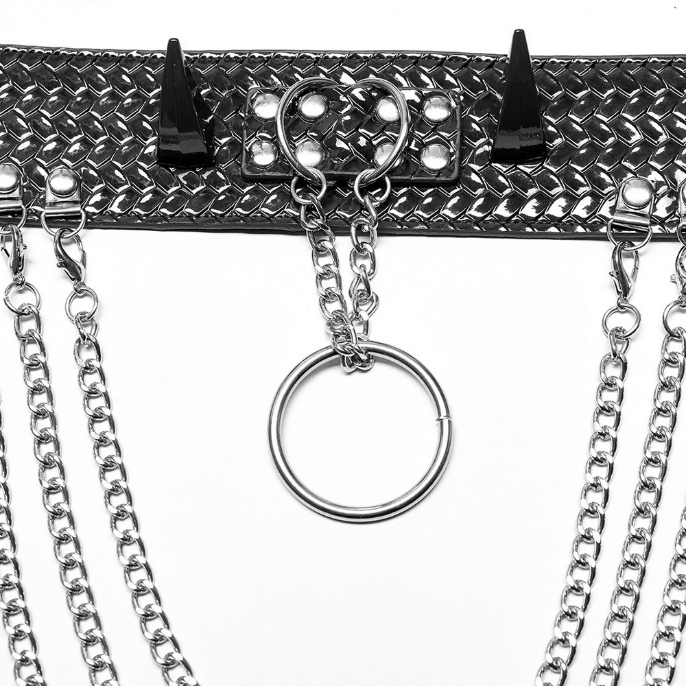 Punk Python Grain Choker with spikes, rivets, and chains for a rebellious fashion statement.