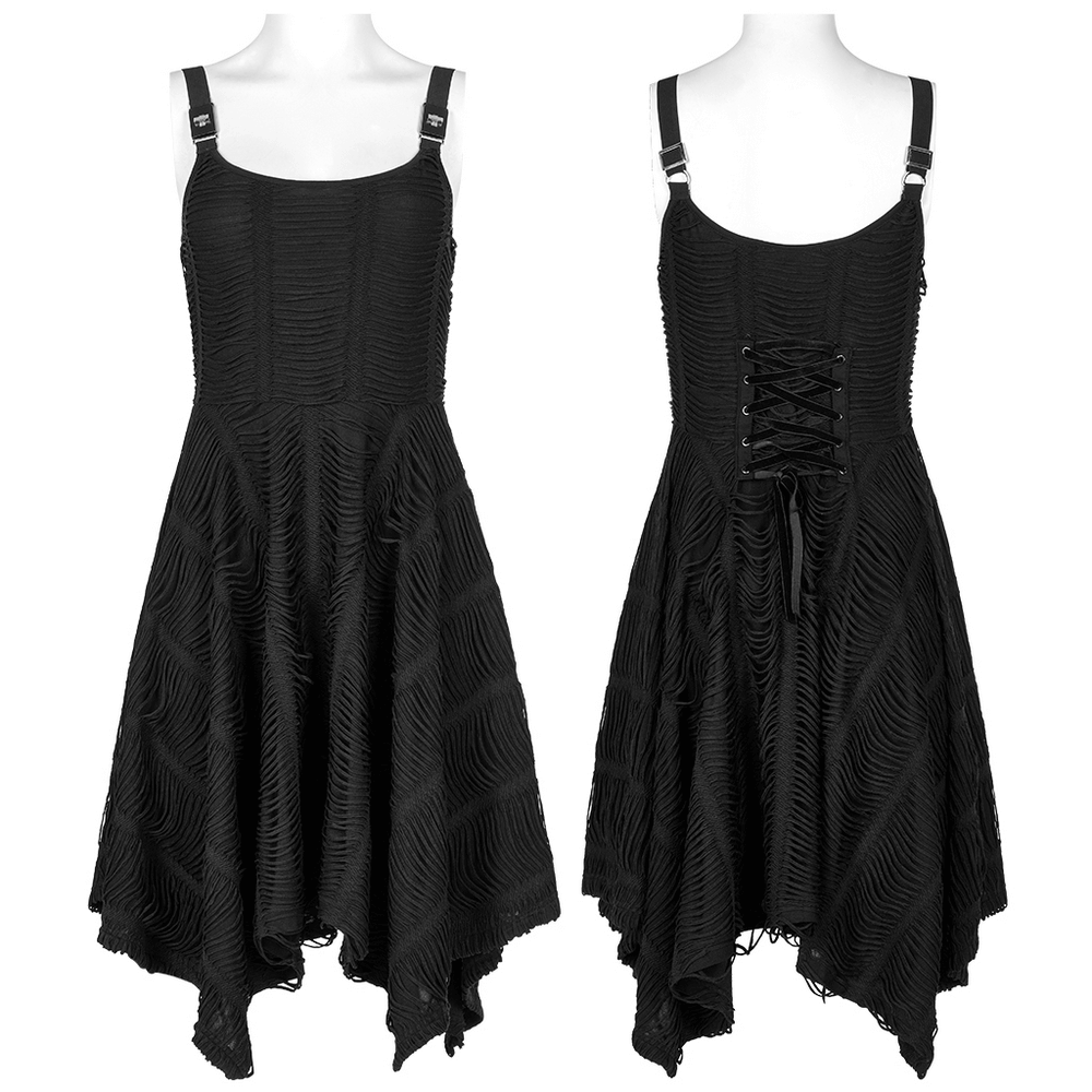 Punk Rave Asymmetric Slip Black Dress with Buckle - HARD'N'HEAVY