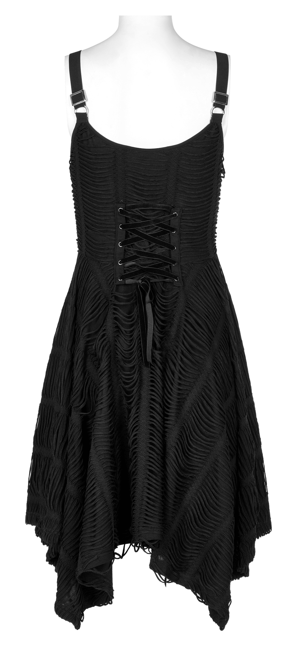 Punk Rave Asymmetric Slip Black Dress with Buckle - HARD'N'HEAVY