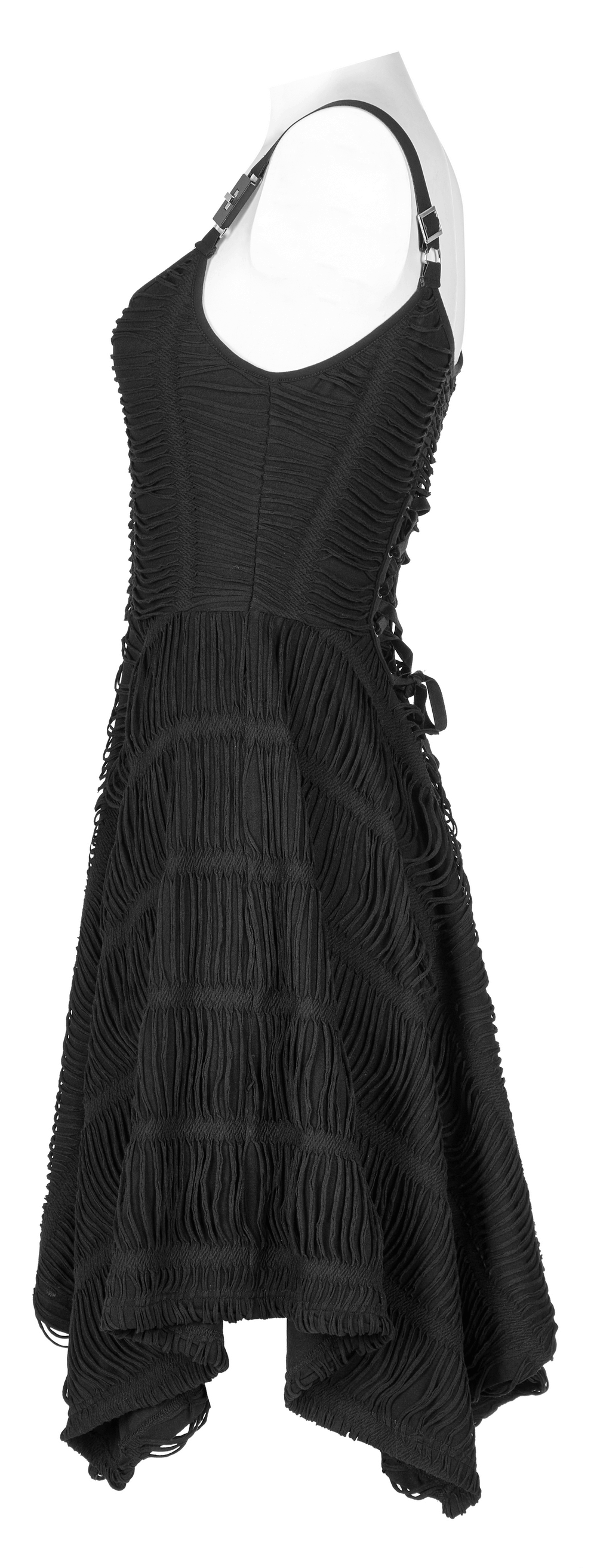 Punk Rave Asymmetric Slip Black Dress with Buckle - HARD'N'HEAVY