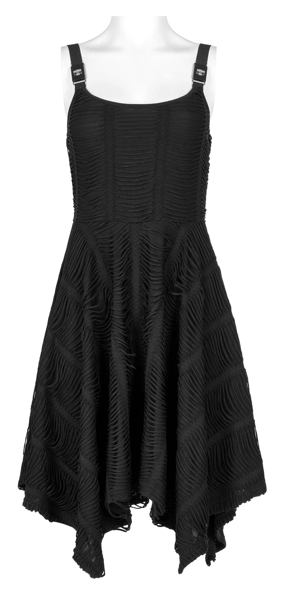 Punk Rave Asymmetric Slip Black Dress with Buckle - HARD'N'HEAVY