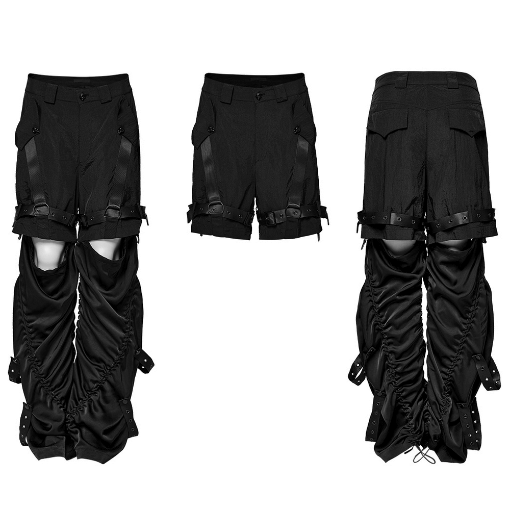 Punk Rave Black Detachable Cargo Pants-Shorts