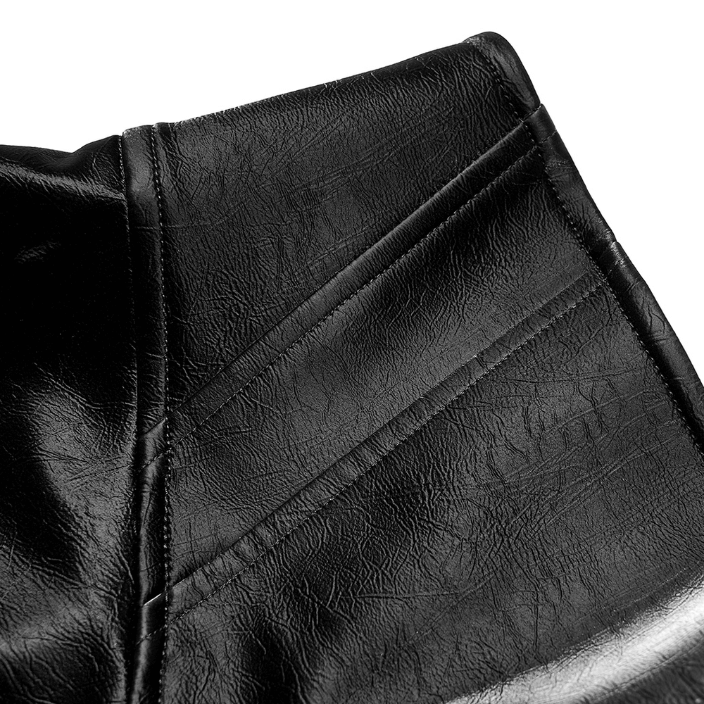 Punk Rave Black Faux Leather Mini Skirt / High Waist Seal Square Hem