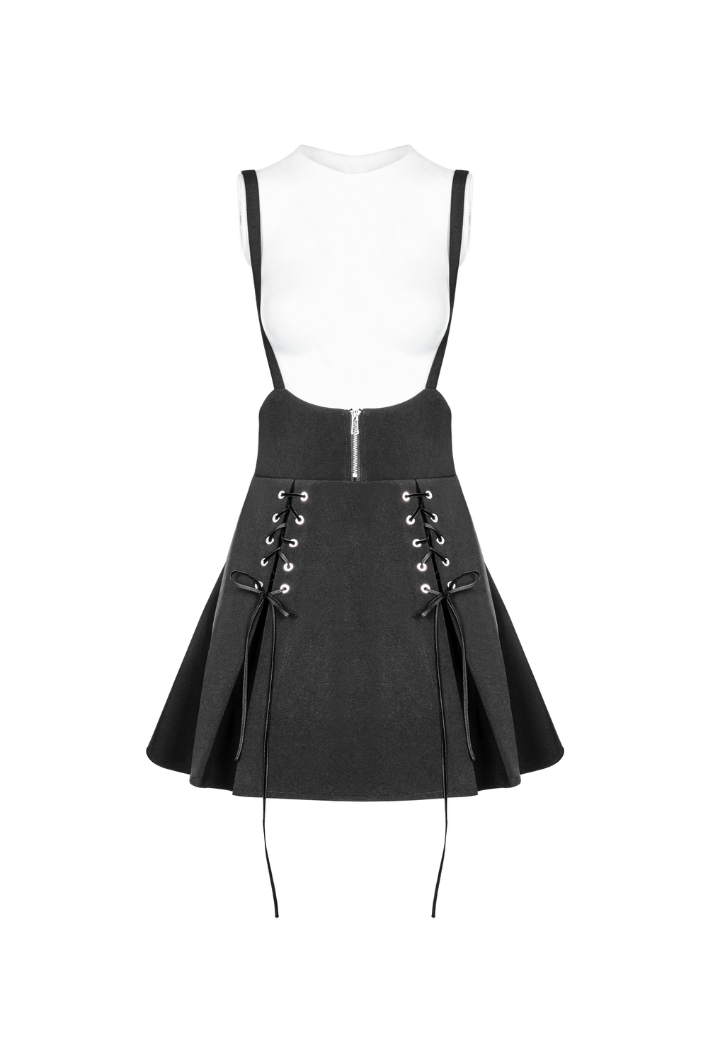 Punk Rave Black Gothic A-Line Skirt Zipper and Lace-Up