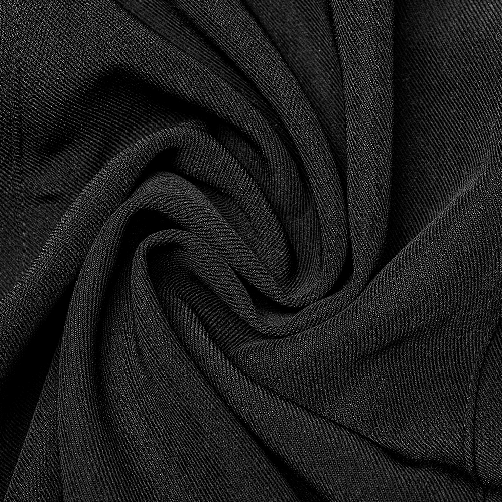 Close-up of black fabric showcasing a soft, textured surface, perfect for Gothic techwear fashion.