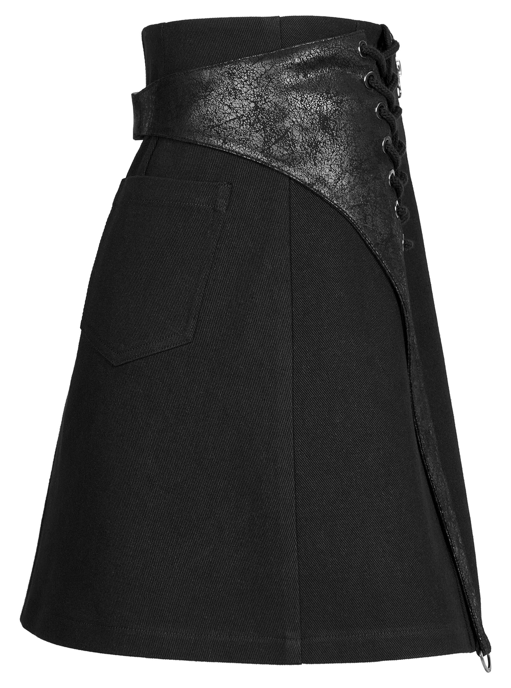 Punk Rave Black High Waist Skirt with Zipper and Detachable Pieces