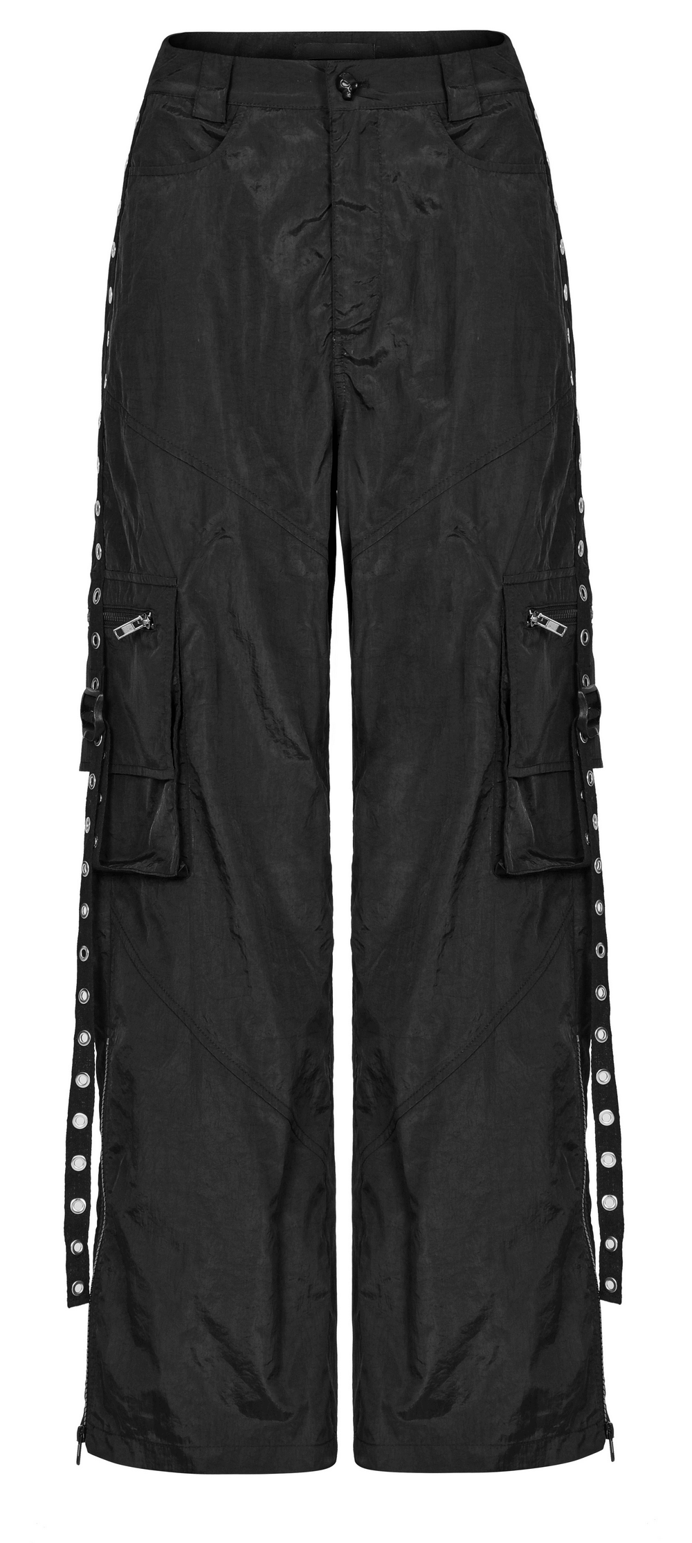 Punk Rave Black Straight Leg Cargo Pants with Side Chains