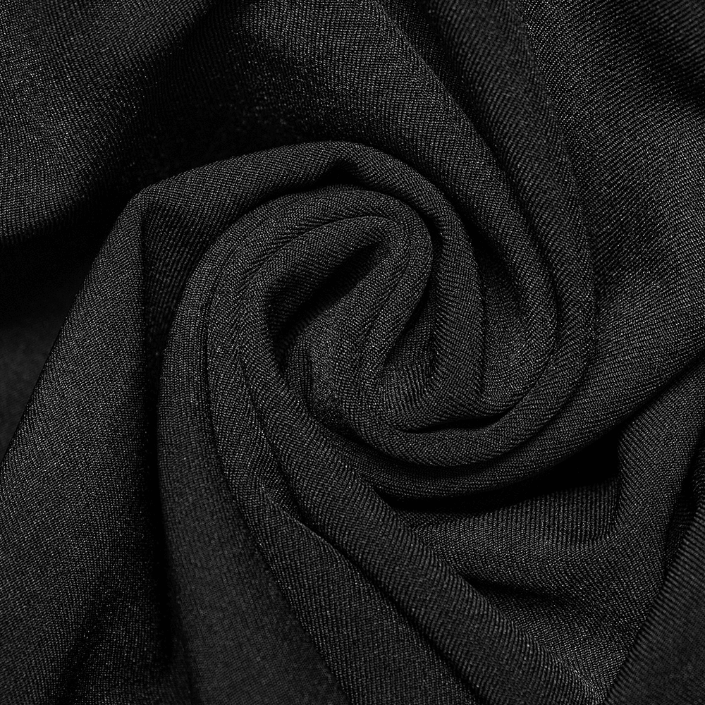Close-up of soft black fabric, showcasing the luxurious texture perfect for a punk midi skirt.