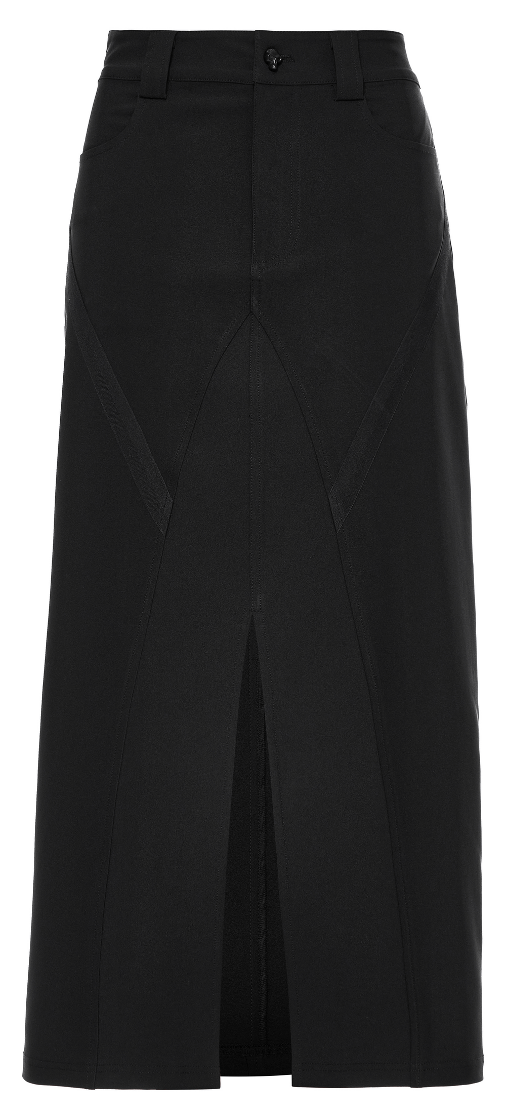 Punk Rave Black V-Cut Front Slit A-Line Midi Skirt