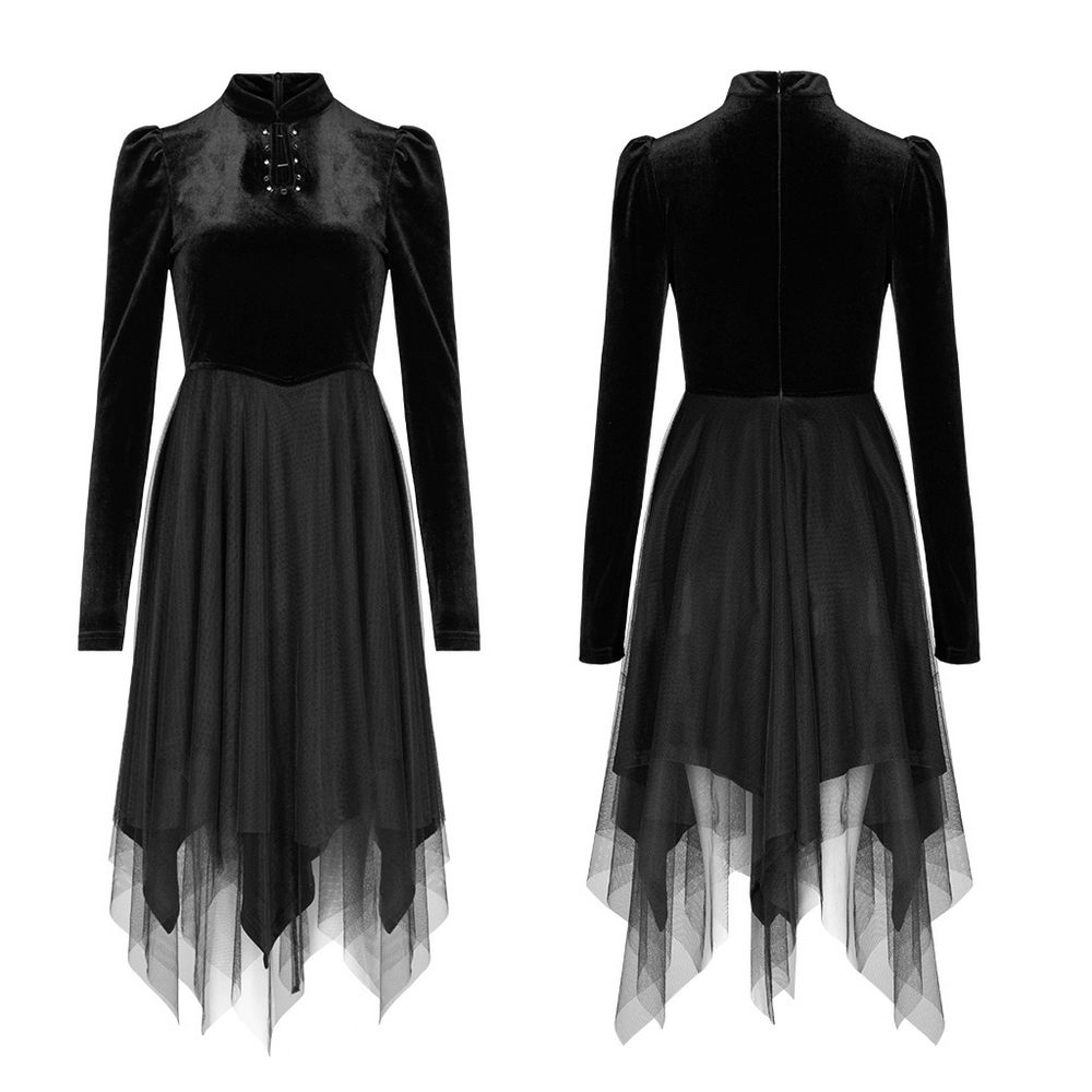 Punk Rave Black Velvet Witch Dress Gothic Lolita Style - HARD'N'HEAVY